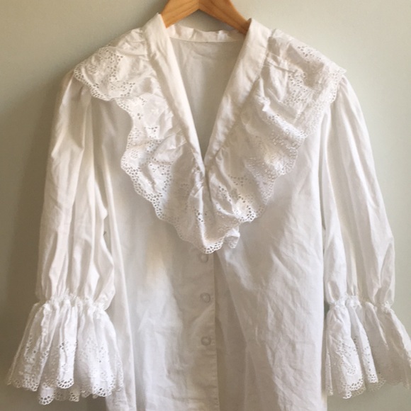 Vintage Rawson White Ruffle Puff Sleeve Blouse - Picture 7 of 7